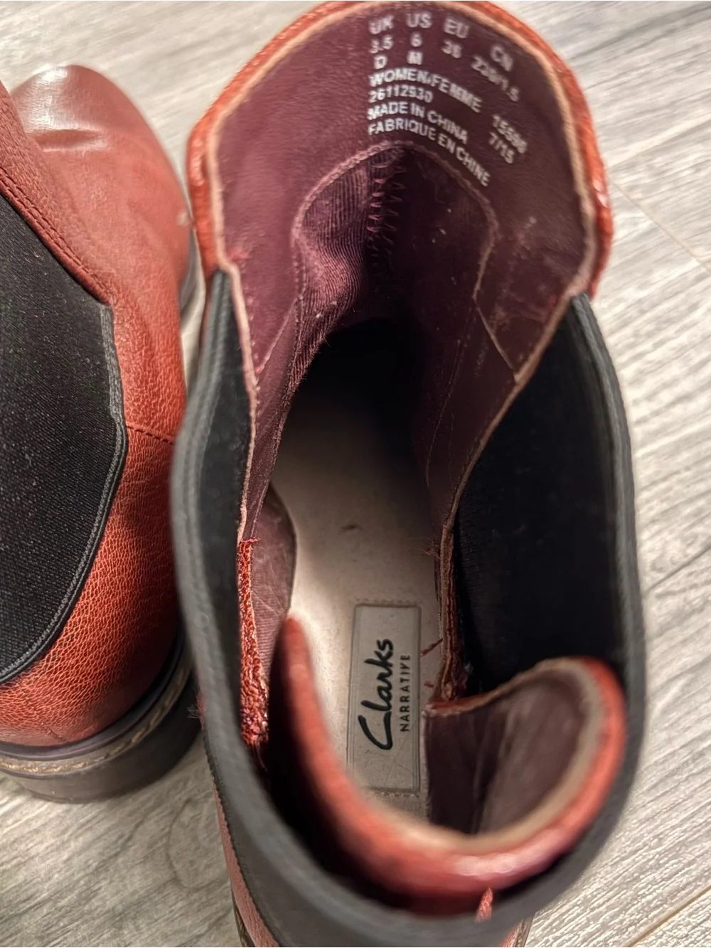 Clarks Women's Marquette Wish Style Leather Boots in Burgundy